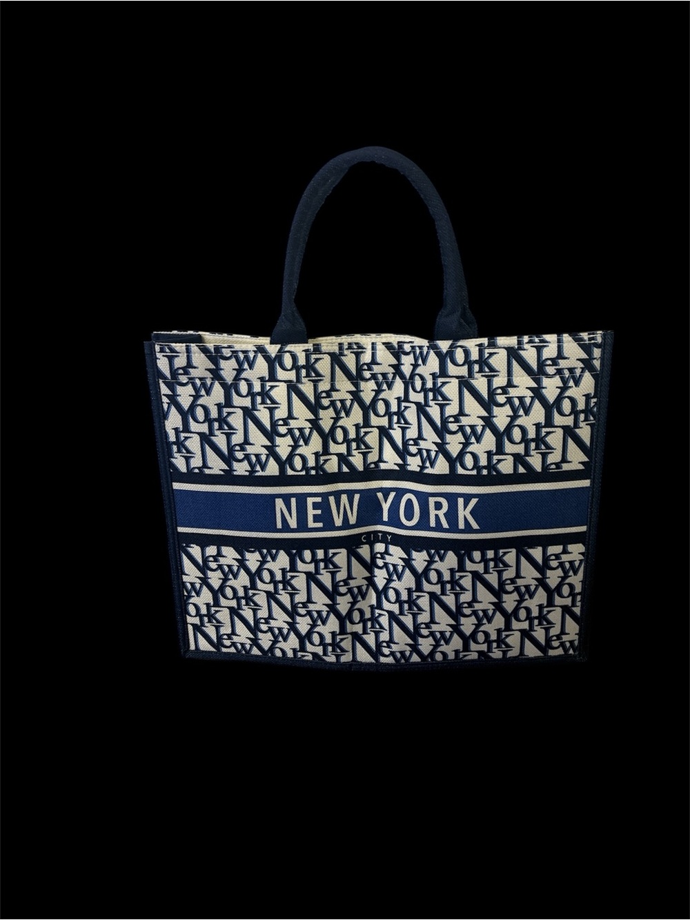 Canvas 'New York' Tote Bag in Navy and White